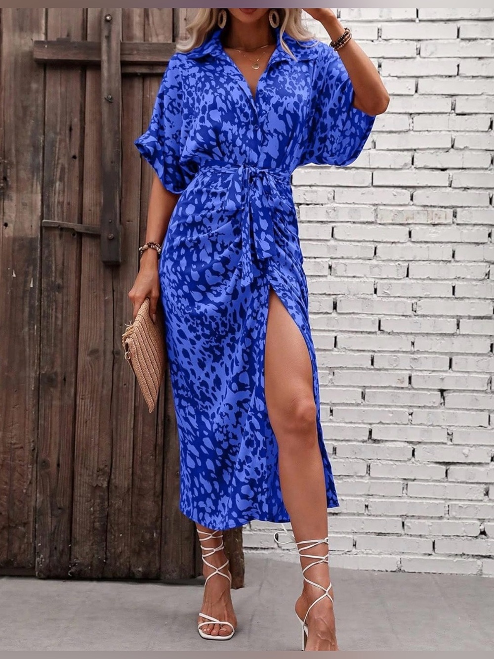 Stylish high wasted belted midi shirt dress